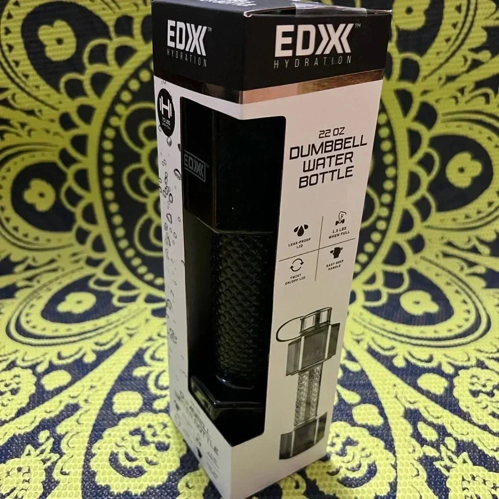 NEW EDX Hydration 22oz Dumbbell Water Bottle - Black